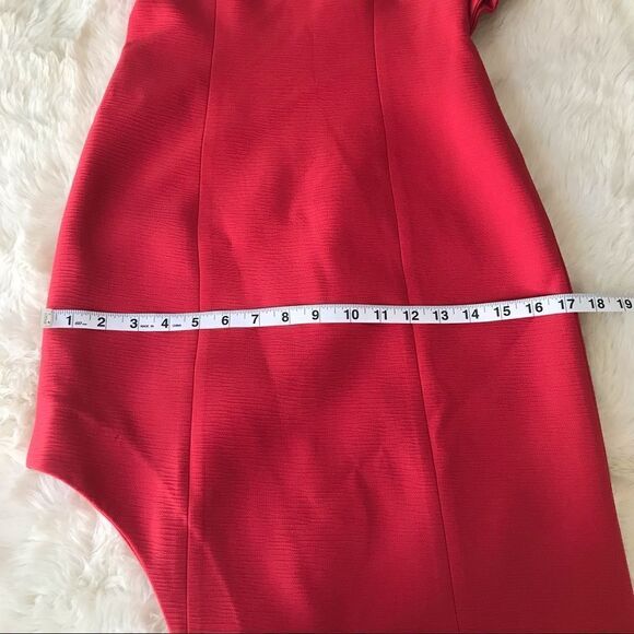 C\MEO Collective Red One Shoulder Fitted Midi Dress Thigh Slit Cocktail XS New - Picture 13 of 16
